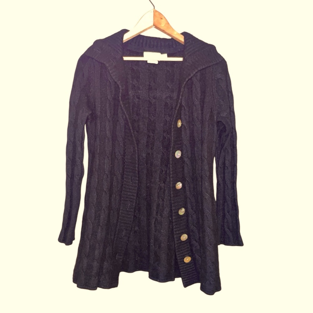 Vineyard Vines Cashmere cardigan black mock neck preppy chunky small academia - Picture 4 of 11